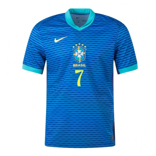 Echipament fotbal Brazilia Vinicius Junior #7 Tricou Deplasare Copa America 2024 maneca scurta Echipament fotbal Brazilia Vinicius Junior #7 Tricou Deplasare Copa America 2024 maneca scurta